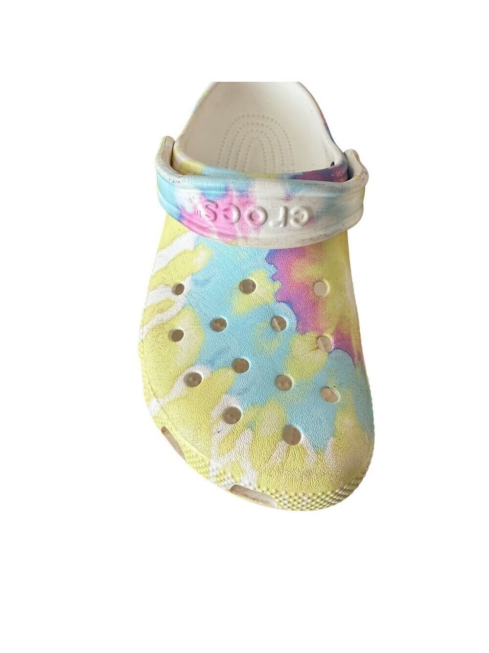 Crocs Classic Tie-Dye Graphic Clogs Pastel White Multi Unisex J4